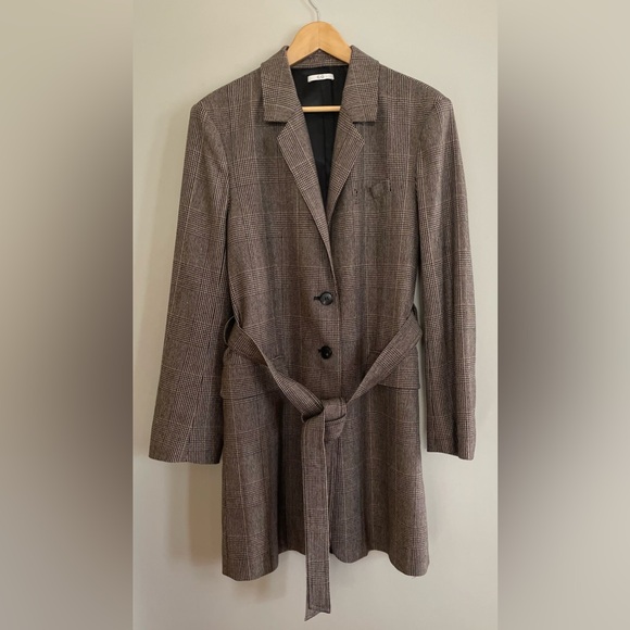 CO Belted Glen Plaid Longline Blazer Coat in Italian Wool - Size L - Picture 12 of 16